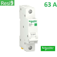 Автоматический выключатель 1Р 63А, C, 6кА, Schneider Electric RESI9 (R9F12163)